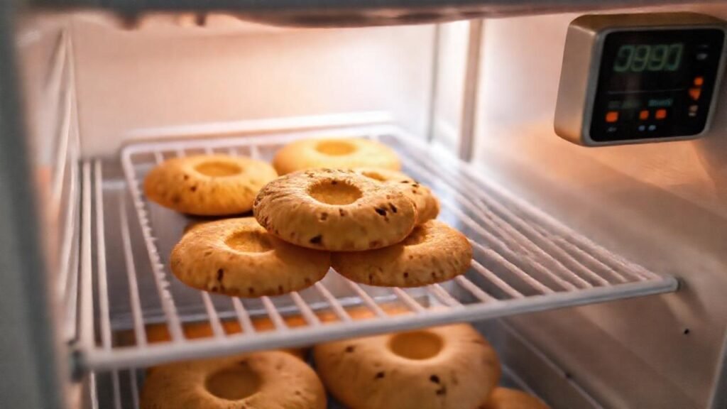 Un pastelero hornea galletas frescas con luz cálida