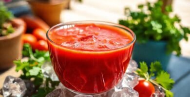 Gazpacho rojo fresco y apetitoso