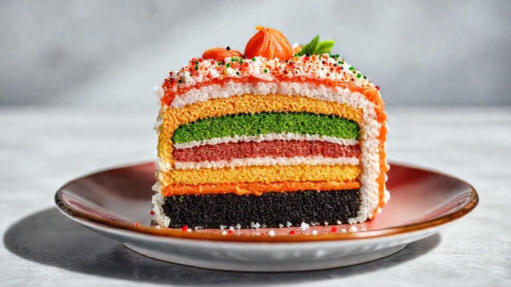 El sushi cake presenta una belleza minimalista