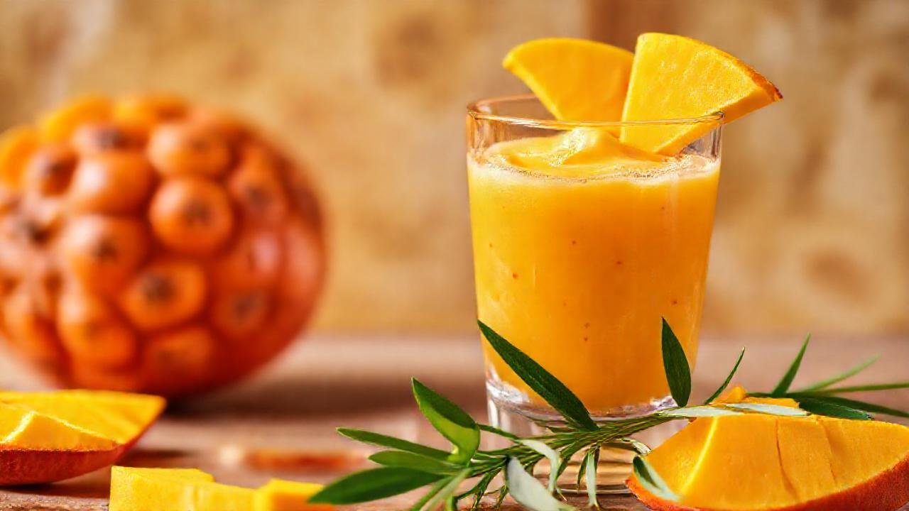 Crema naranja refrescante, mango exótico y limpio