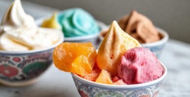 Postres asiáticos vibrantes y elegantes se presentan