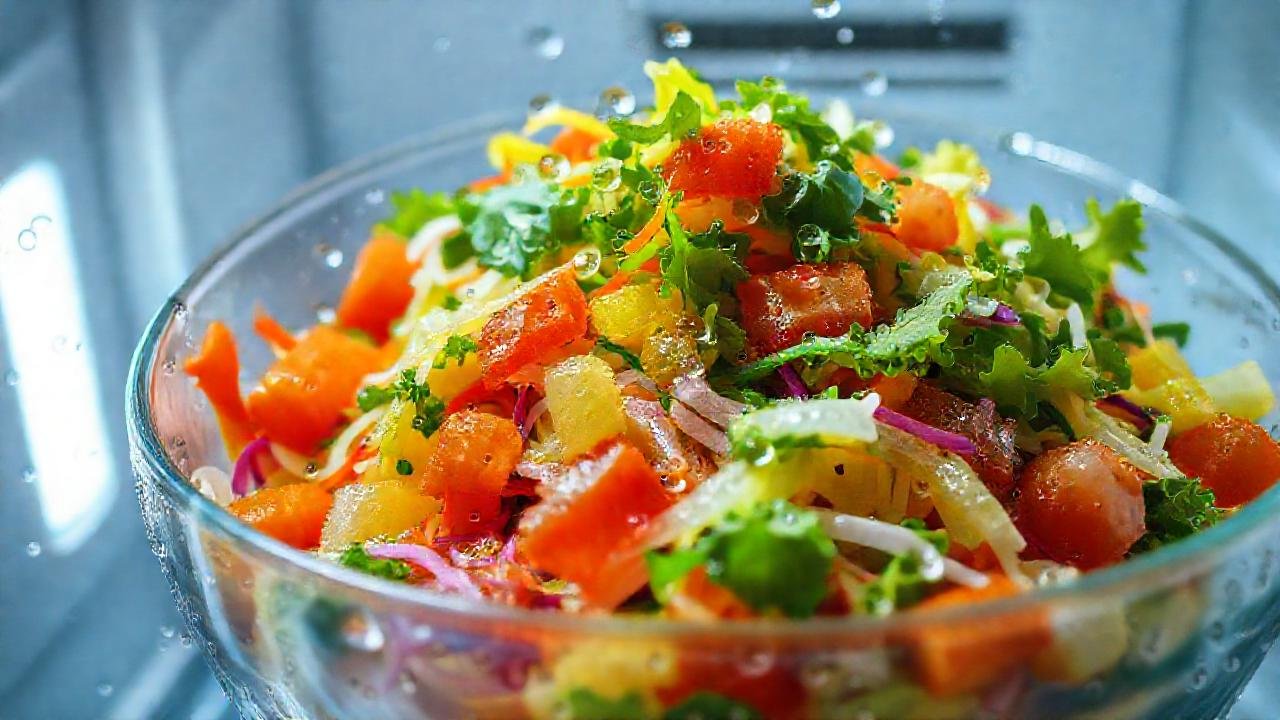 Ensalada fresca, apetecible y brillante