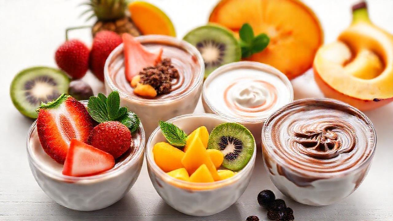 Postres exóticos y deliciosos en estudio