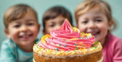 Un pastel alegre y delicioso ilumina rostros felices