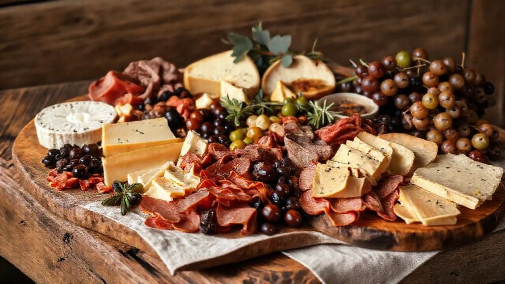 Una mesa rústica ofrece abundancia apetitosa