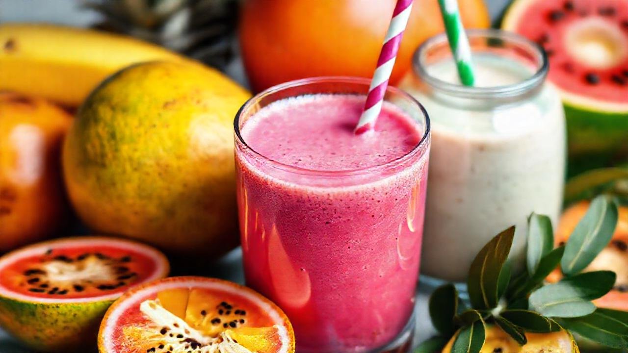 Batido tropical vibrante y delicioso