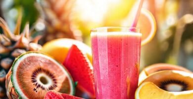 Un smoothie tropical brillante y refrescante