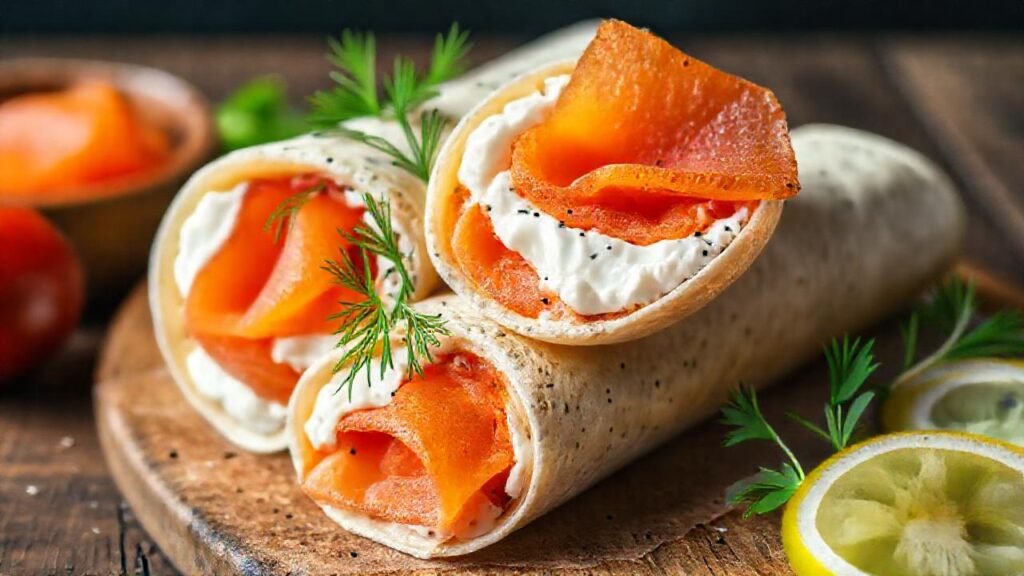Rollitos de salmón apetitosos