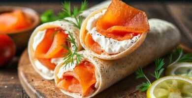 Rollitos de salmón apetitosos