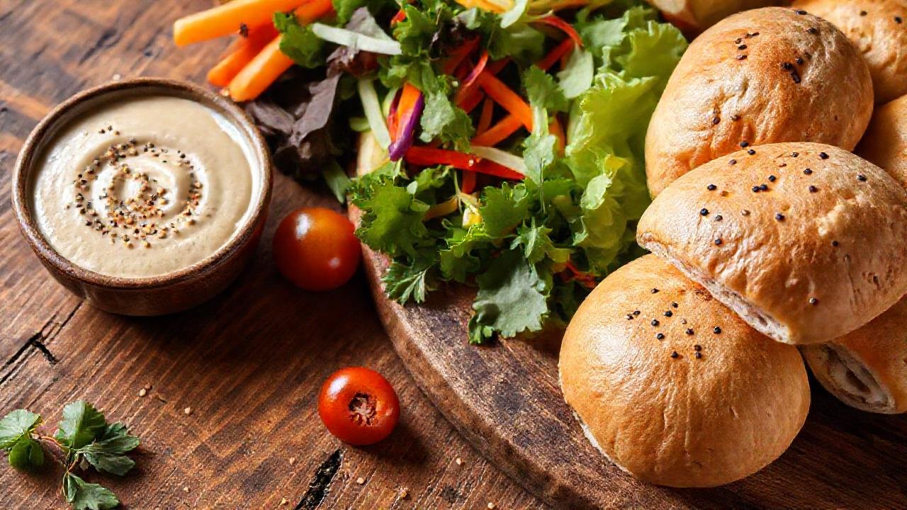 Una mesa rústica ofrece una comida vibrante