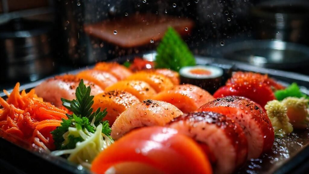 Sushi fresco en ambiente tenue