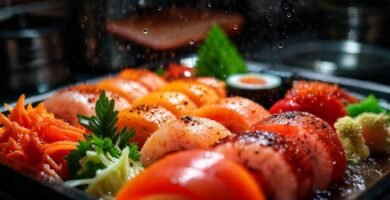 Sushi fresco en ambiente tenue