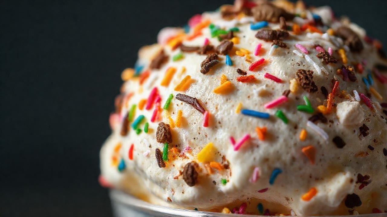 Helado colorido y apetitoso bajo luz