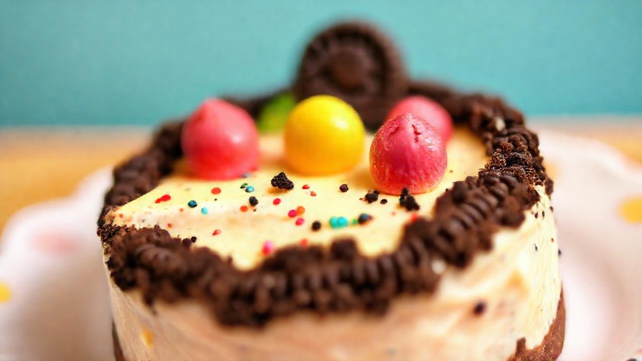 Una tarta Oreo cheesecake vibrante y divertida