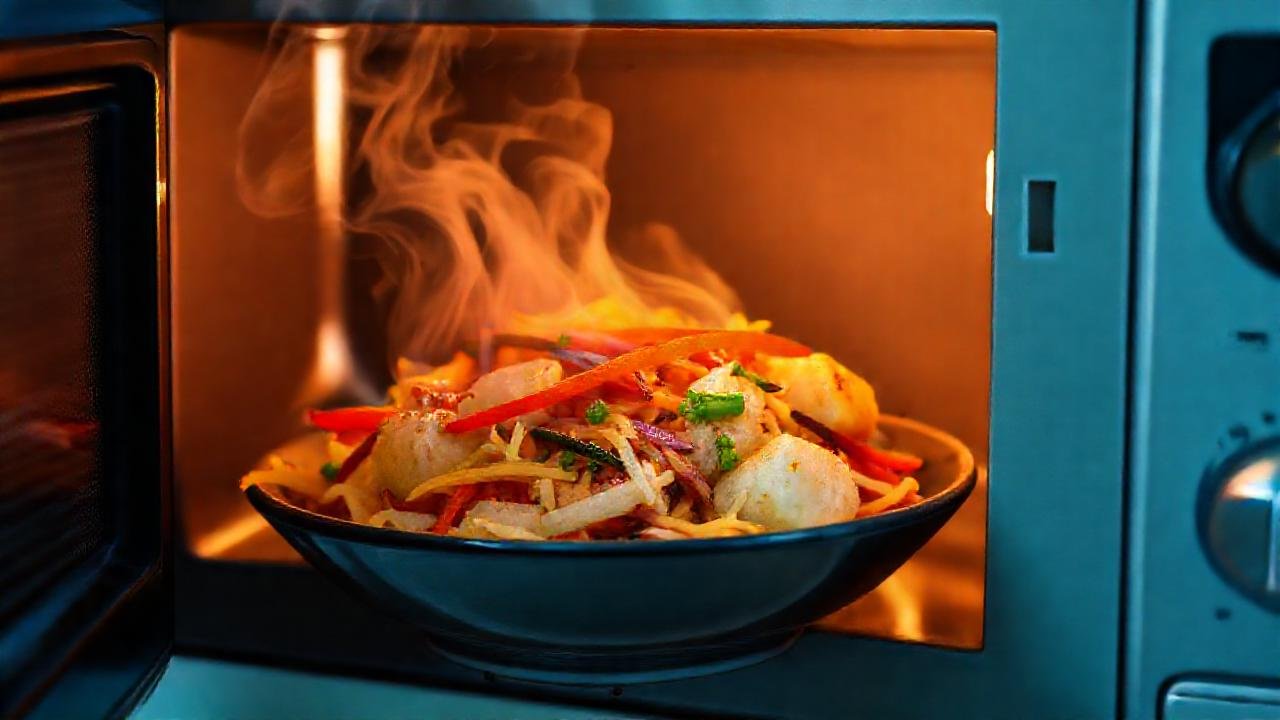 Platos asiáticos y patatas, imagen apetitosa