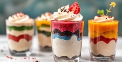 Postres asiáticos vibrantes y artísticos