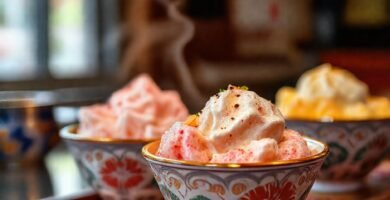 Helado asiático colorido y elegante