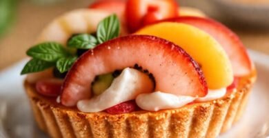 Tarta elegante con frutas frescas