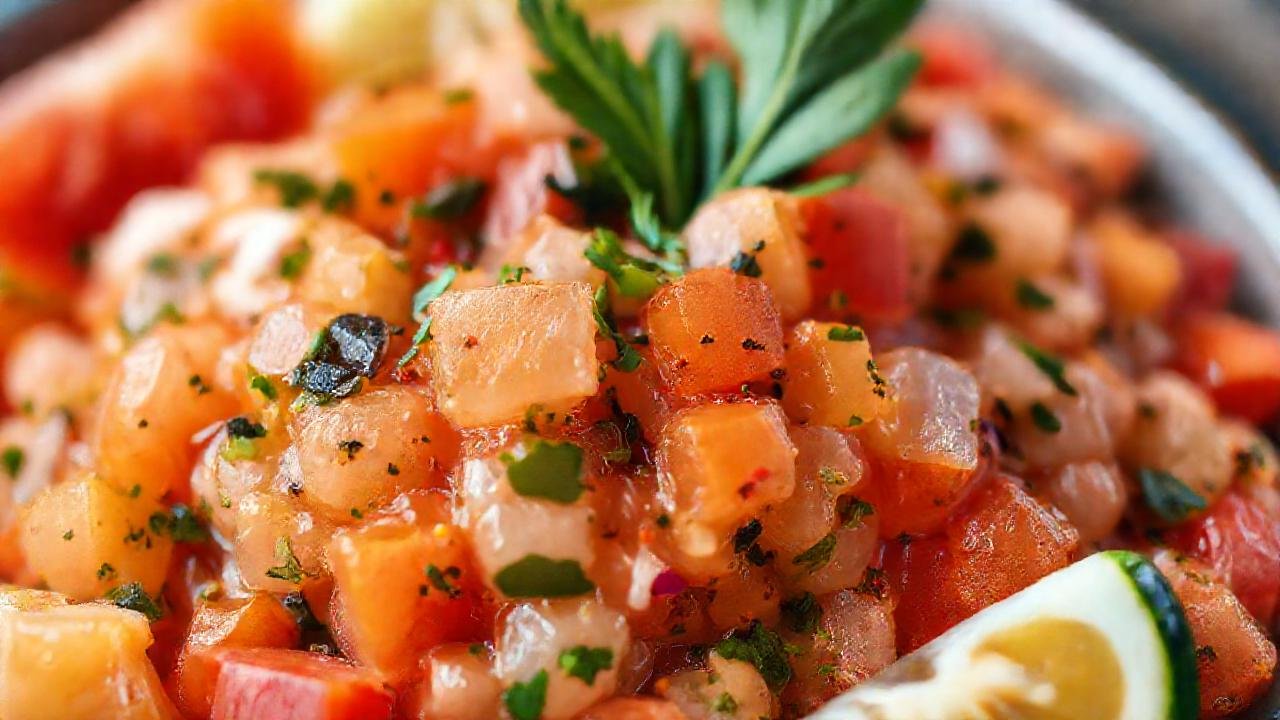 Ceviche vibrante y apetitoso en primer plano