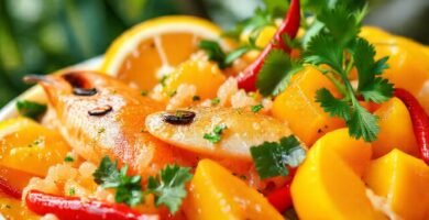 Deliciosa comida tropical brillante y fresca