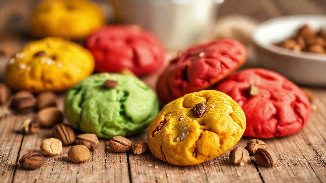 Galletas y nueces adornan mesa rústica