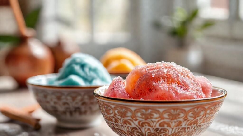 Helado asiático: colores vibrantes y textura fresca