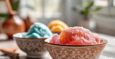 Helado asiático: colores vibrantes y textura fresca