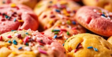 Galletas coloridas y deliciosas brillan intensamente