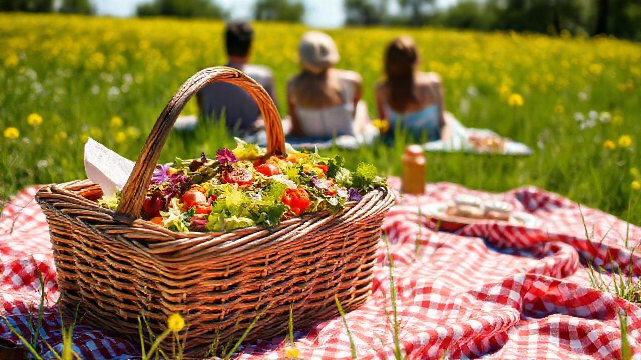 Un picnic soleado y colorido
