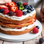 Pastel y frutas crean alegría