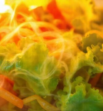 Vapor de verduras frescas y brillantes