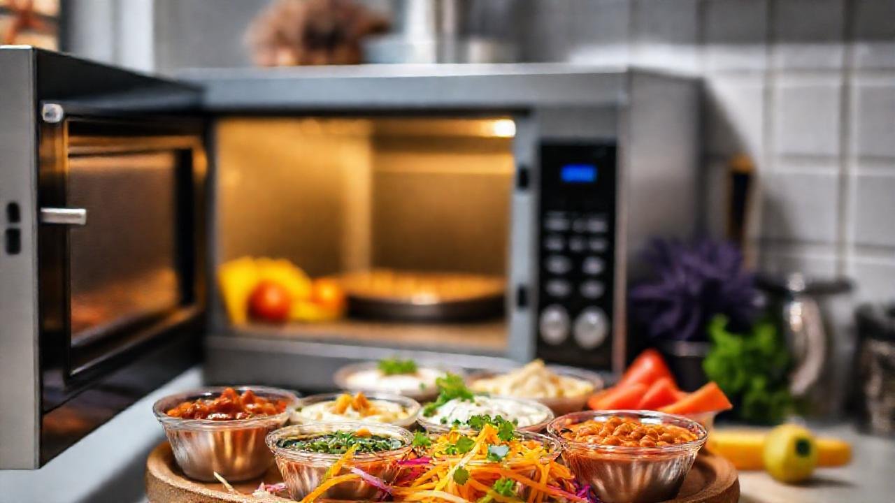 Cocina luminosa y comida apetitosa