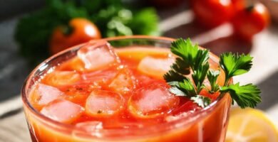 Gazpacho fresco y apetitoso en primer plano
