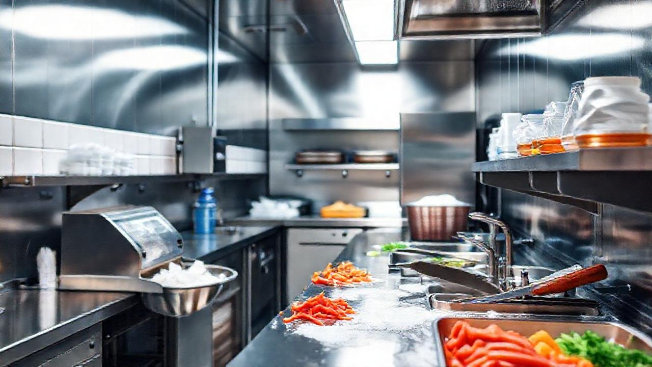 Cocina profesional moderna e impecable