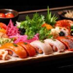Sushi japonés: colores vibrantes y apetitoso