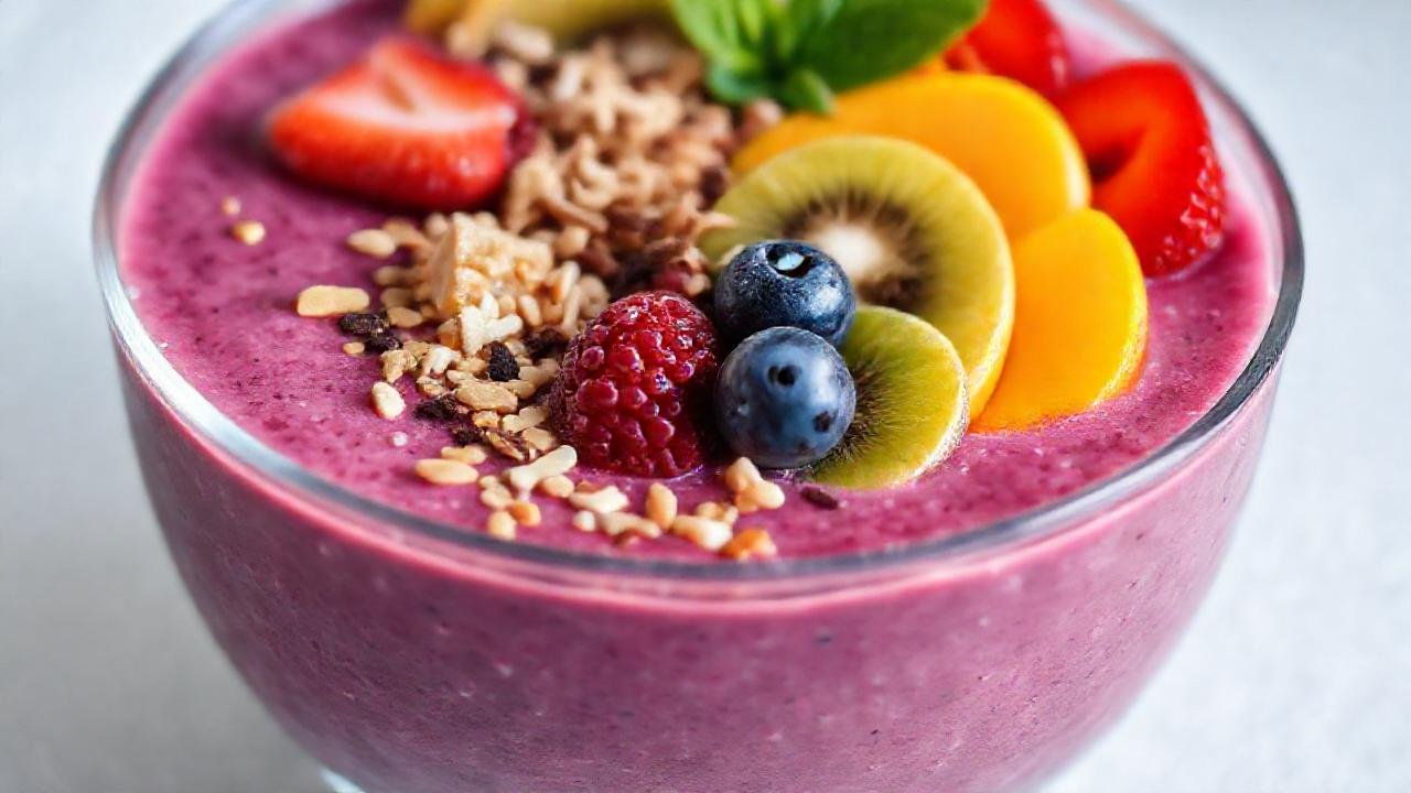 Batido colorido y saludable, apetitoso visualmente