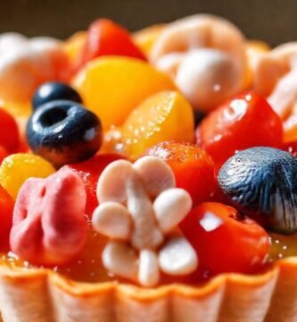 Tarta de mariscos brillante y apetitosa