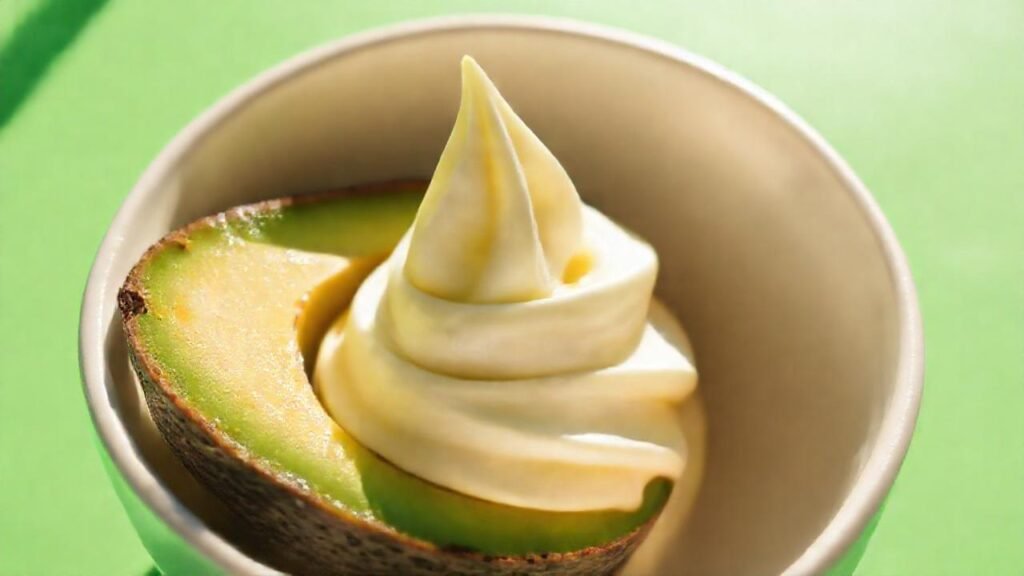 Aguacate cremoso en luz brillante