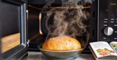 Una patata se cocina felizmente en la cocina
