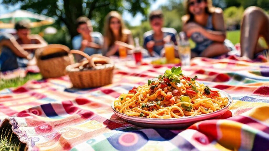 Un picnic alegre y colorido