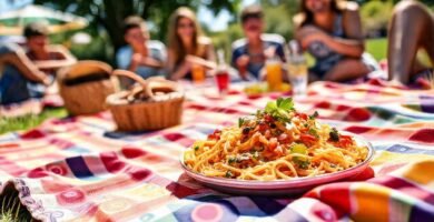 Un picnic alegre y colorido