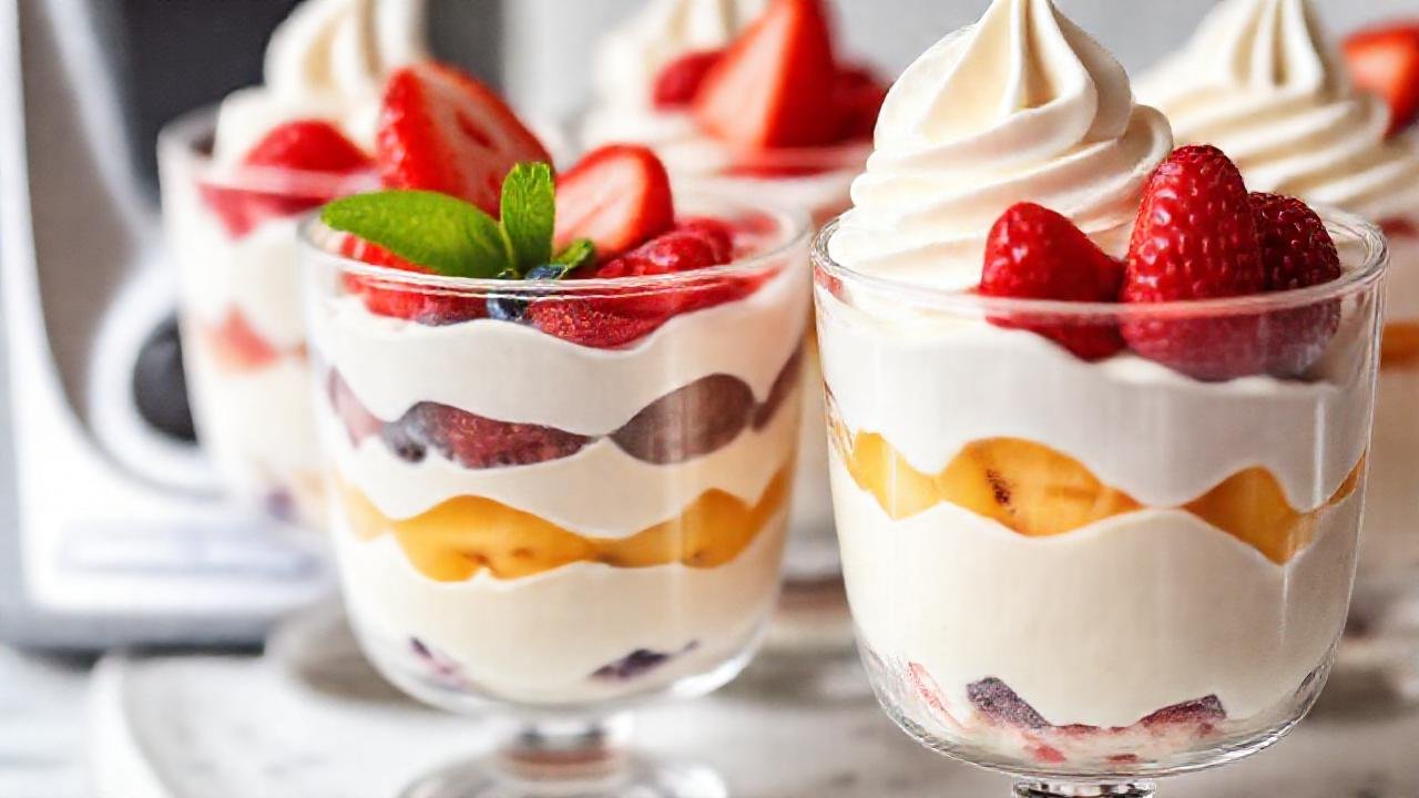 Postres cremosos y coloridos, refrescantes y saludables