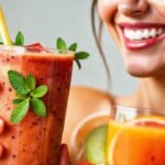 Un batido de frutas vibrante ilumina una sonrisa