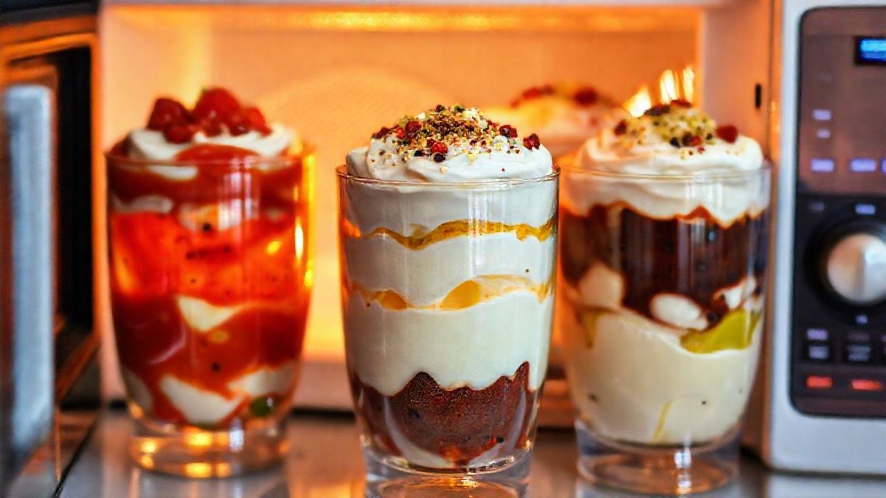 Postres cálidos y coloridos, apetitosos y brillantes