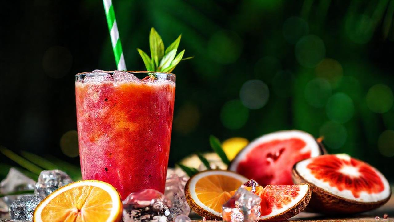 Refrescante bebida de coco, arte visual