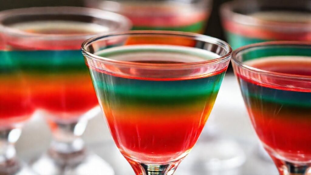Postres de gelatina brillantes y deliciosos