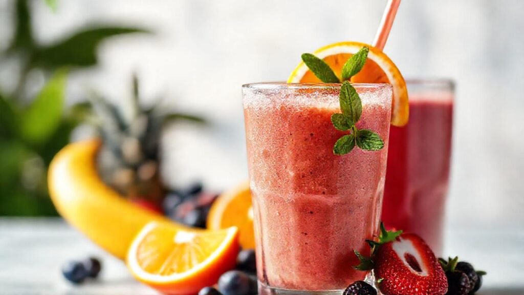 Batido vibrante y refrescante en estudio