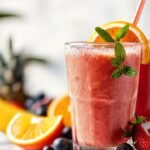Batido vibrante y refrescante en estudio