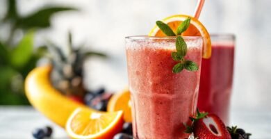 Batido vibrante y refrescante en estudio