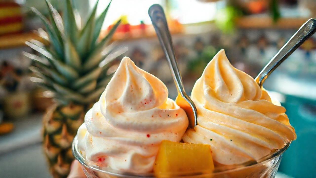 Frutas tropicales, helado y calidez invitante
